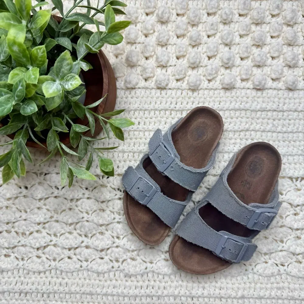 BIRKENSTOCK Kid's 170 27 US 9 9.5 Arizona Banded Buckle Vegan Sandal Shoes Gray